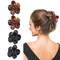 4PCS Flower Hair Claw Clips (Tortoise and Black (4 Pieces, Big)